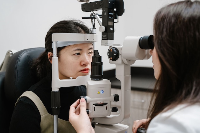 Patient having an eye exam